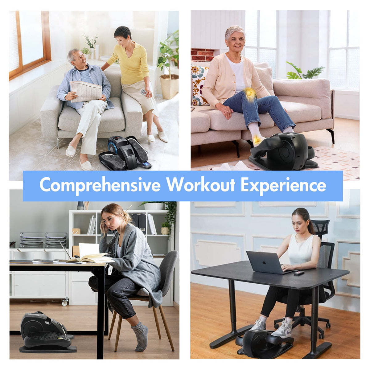 under Desk Elliptical, Electric Leg Exerciser While Sitting for Seniors, 12 Speeds,Black