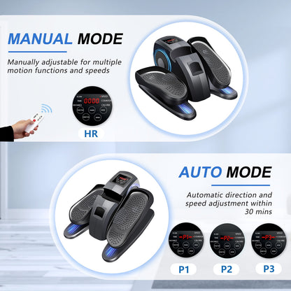 under Desk Elliptical, Electric Leg Exerciser While Sitting for Seniors, 12 Speeds,Black