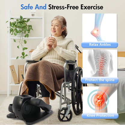 under Desk Elliptical, Electric Leg Exerciser While Sitting for Seniors, 12 Speeds,Black