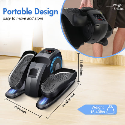 under Desk Elliptical, Electric Leg Exerciser While Sitting for Seniors, 12 Speeds,Black